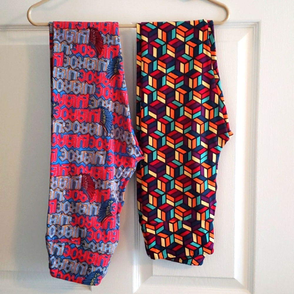 2 pairs lularoe leggins size one size fits 2-10
